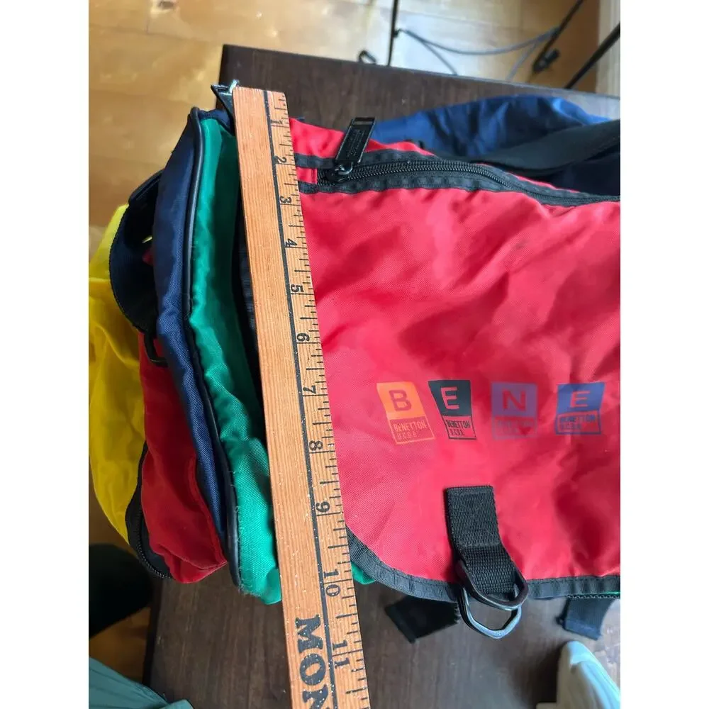 Vintage United Colors of Benetton multicolor colorblock nylon duffel bag